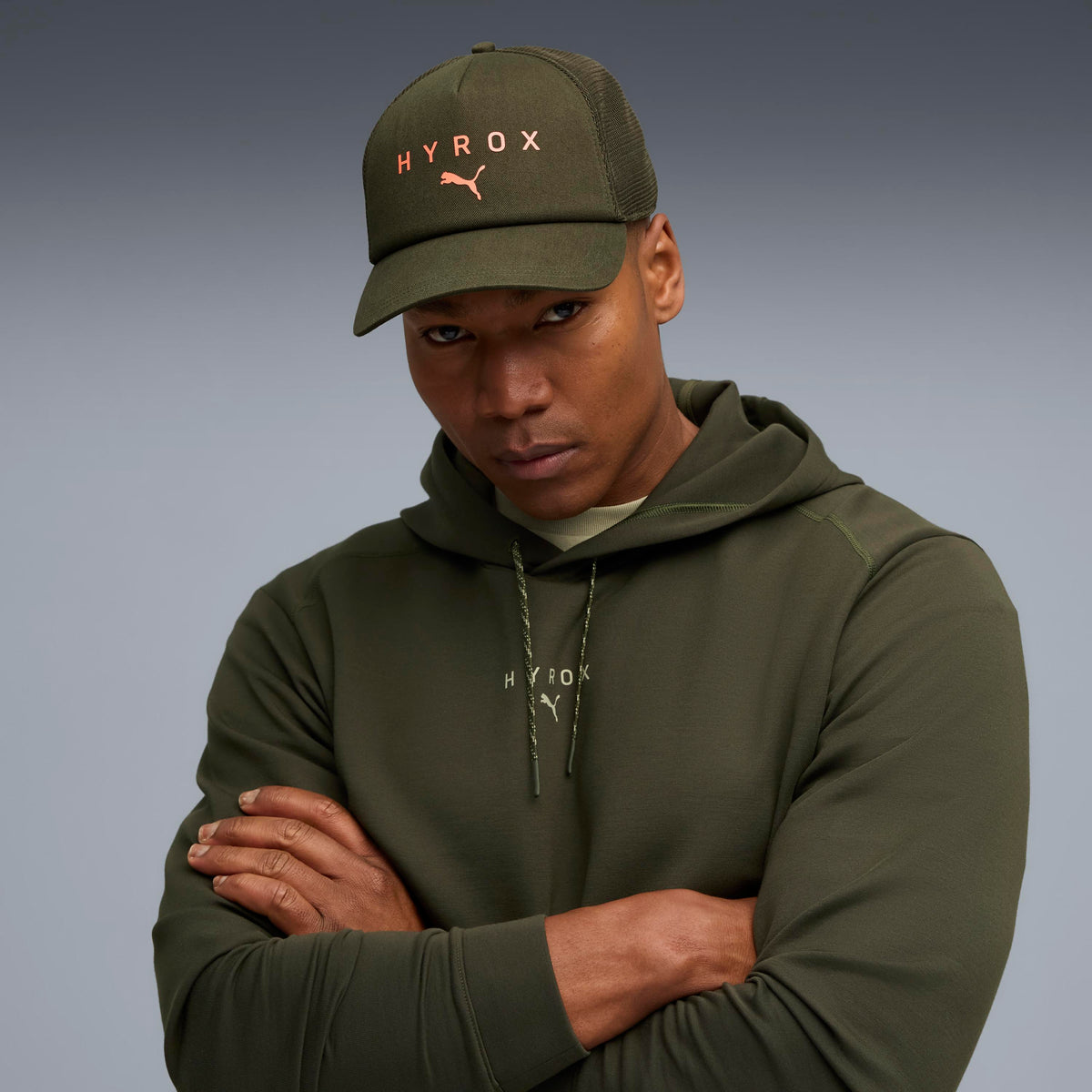 Puma X HYROX Trucker Cap Dark Olive