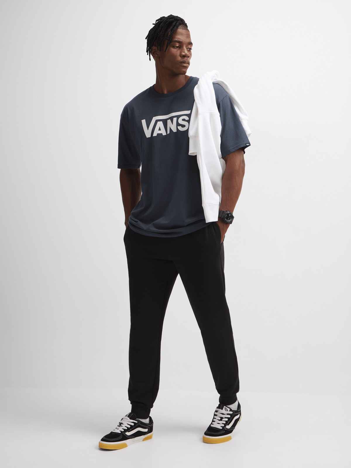 Vans Men&#39;s Classic Indigo Marshmallow Short Sleeve Crew Neck T-Shirt