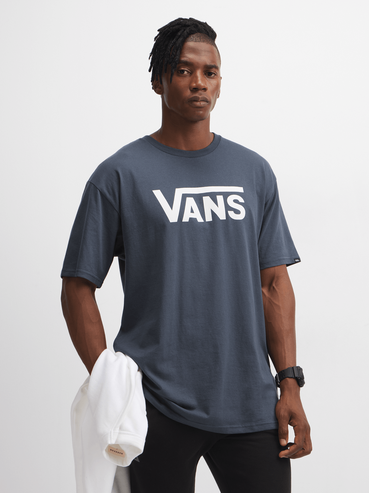 Vans Men&#39;s Classic Indigo Marshmallow Short Sleeve Crew Neck T-Shirt