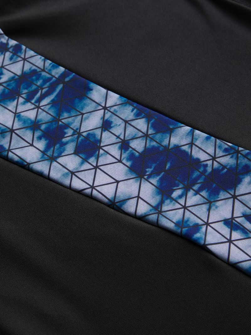 Men&#39;s Performance Panel Swim Jammer with Geometric Print, Quick-Dry, Comfortable Fit