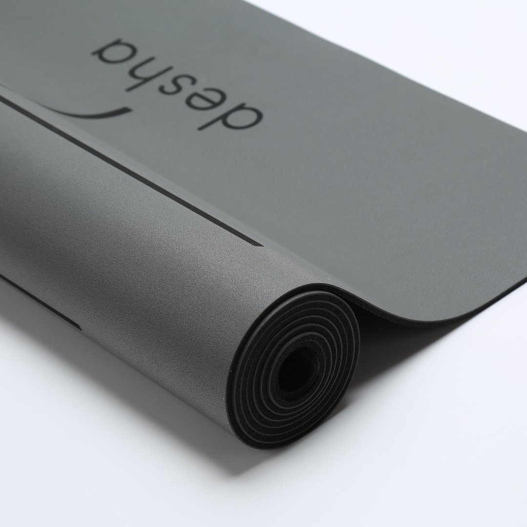 Premium Eco-Friendly Charcoal Yoga Mat: High-Grip, Non-Slip, Alignment Markers