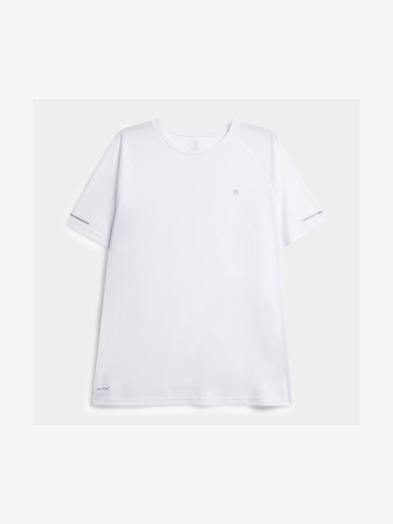 Men&#39;s Dri-Tech White Performance T-Shirt: Lightweight, Reflective, Chafe-Reducing Top