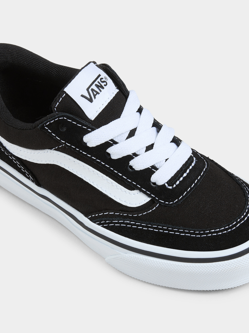 Vans Junior Grade-School Brooklyn Black White Canvas Low-Top Sneakers