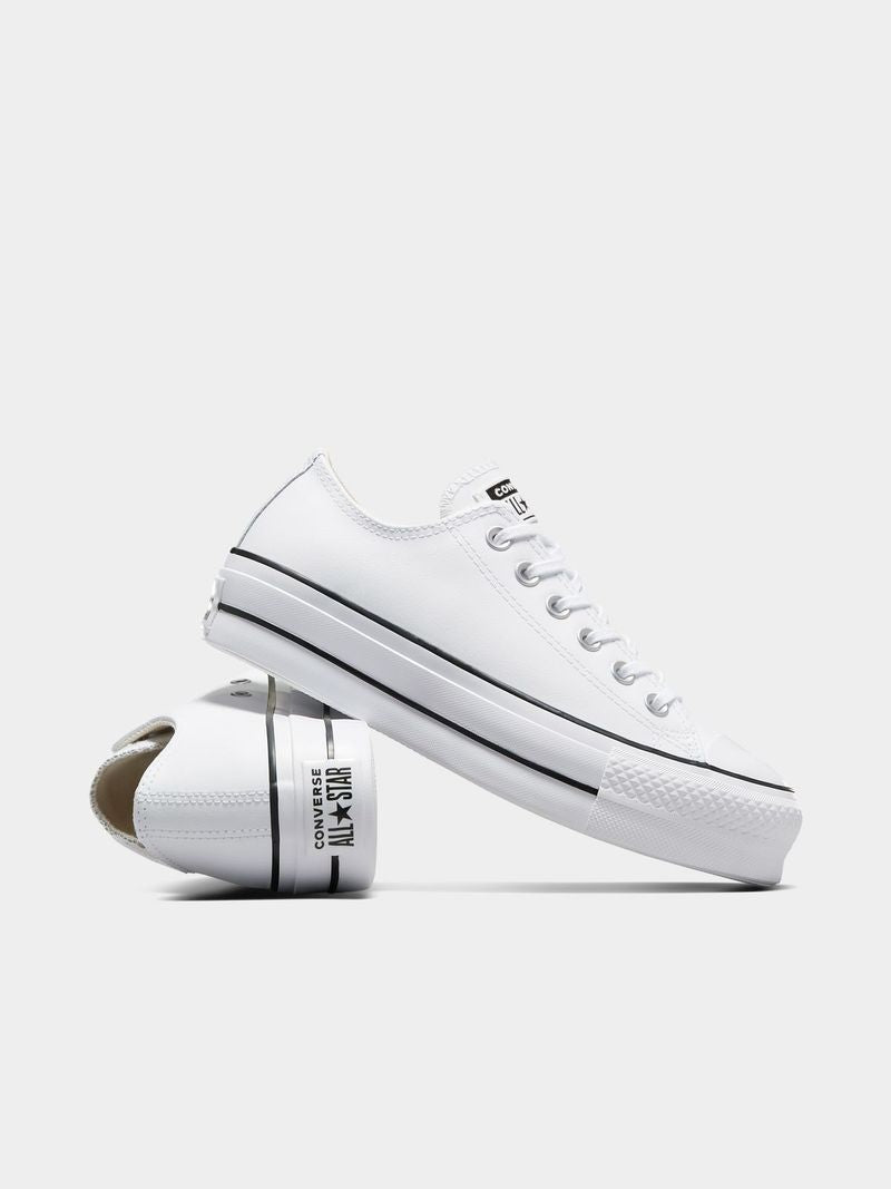 Chic Converse Women&#39;s All Star Lift Leather Platform White Sneakers