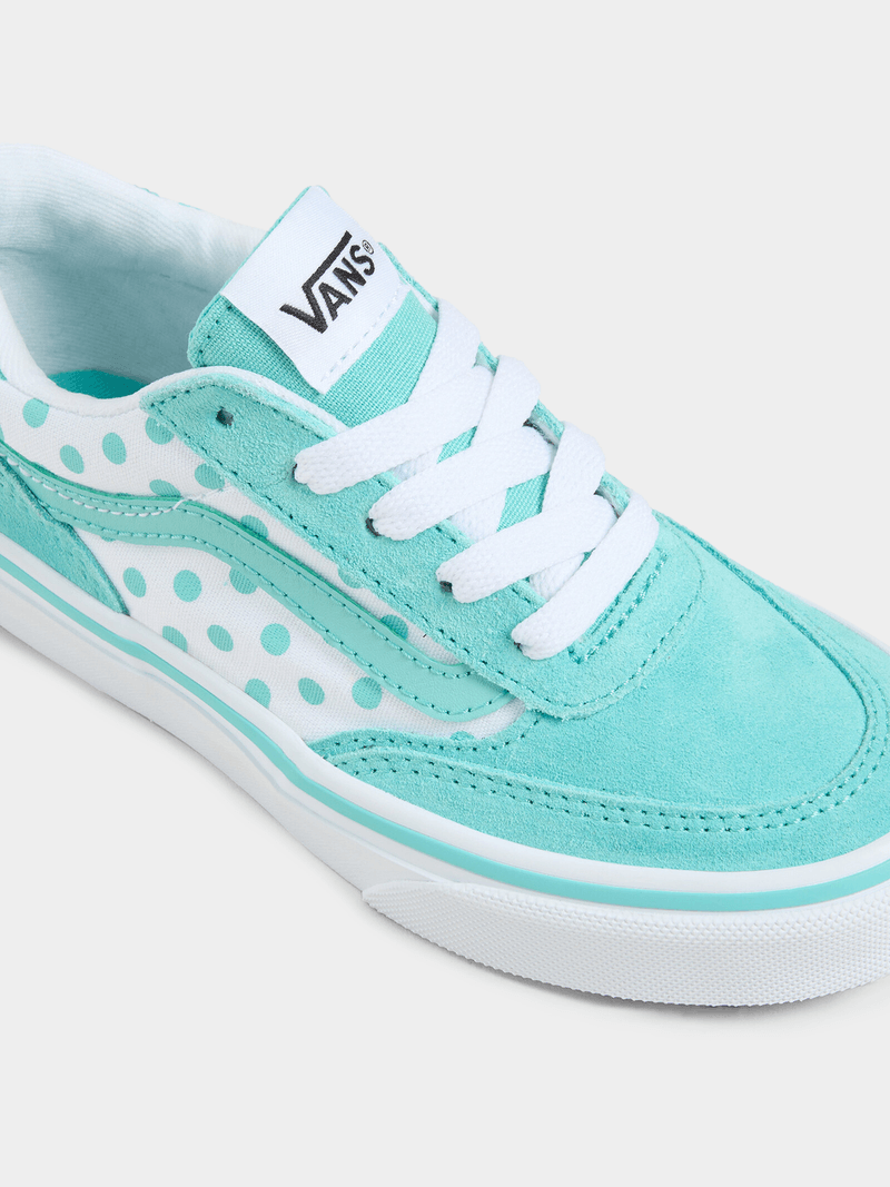 Vans Junior Grade-School Polkadot Mint White Sneakers - Durable Canvas Skate Shoes