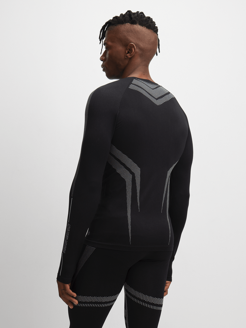 Men&#39;s Performance Black Long Sleeve Baselayer Top - Compression Athletic Shirt