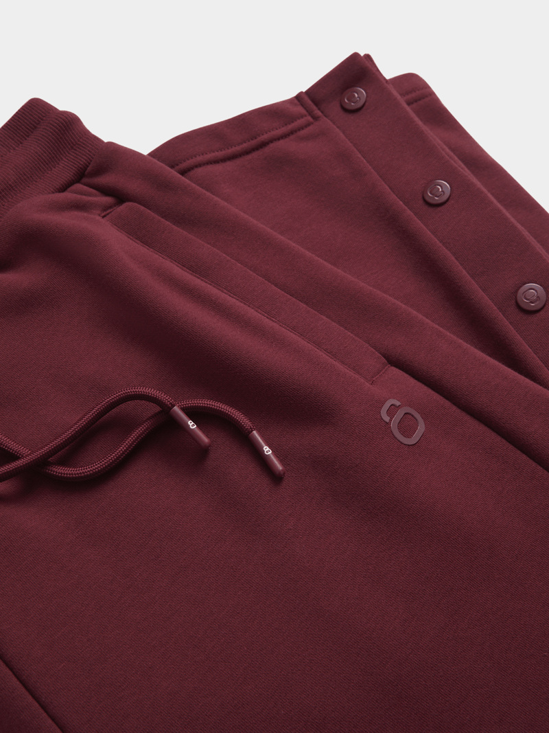 Men&#39;s Maroon Open Leg Piping Detail Fleece Joggers – Ultimate Comfort &amp; Style