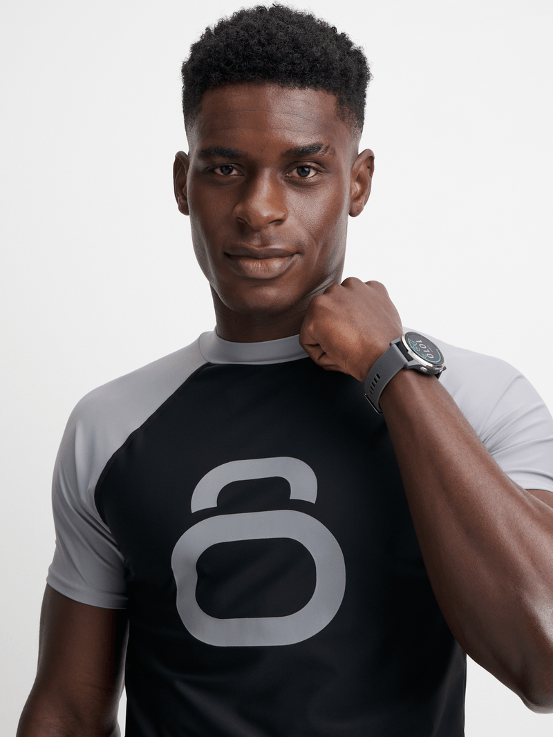 TS KB Men&#39;s Quick-Dry Grey/Black Rash Vest: Ultimate UV Protection for Water Sports