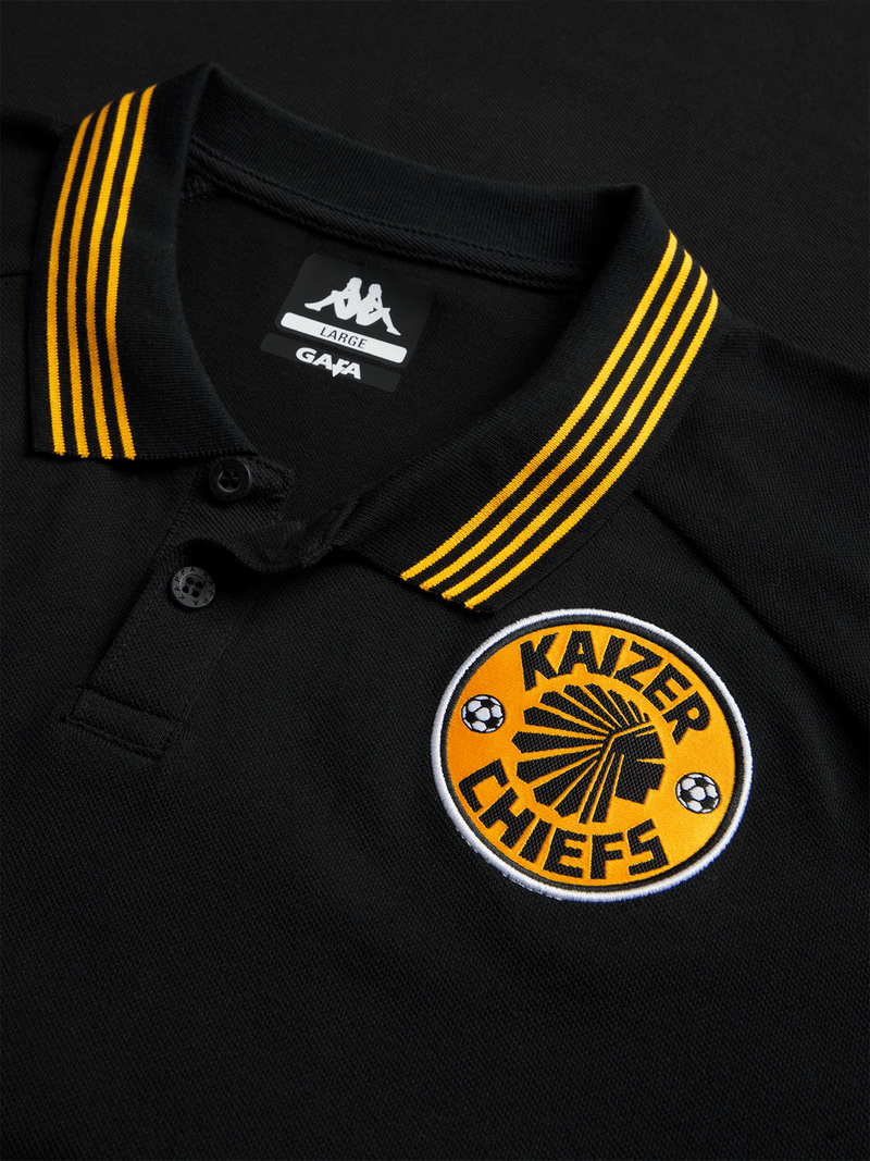 Kappa Men's Kaizer Chiefs Avrelod Black/Yellow Cotton Polo Golfer Shirt