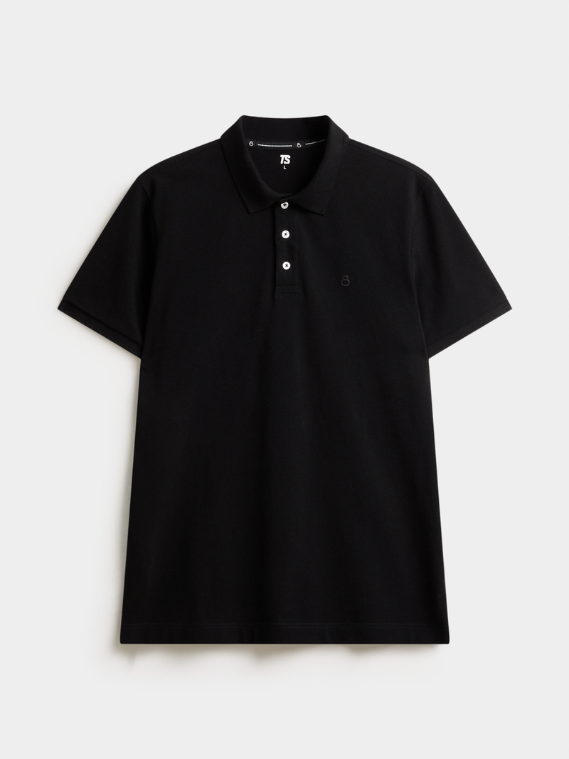 TS Men&#39;s Everyday Pique Black Golfer Shirt - Comfortable Cotton Regular Fit