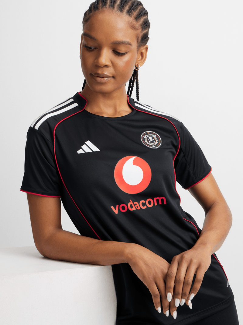 Adidas Women&#39;s Orlando Pirates Home Soccer Jersey 25/26 - Black/Red Stadium Kit