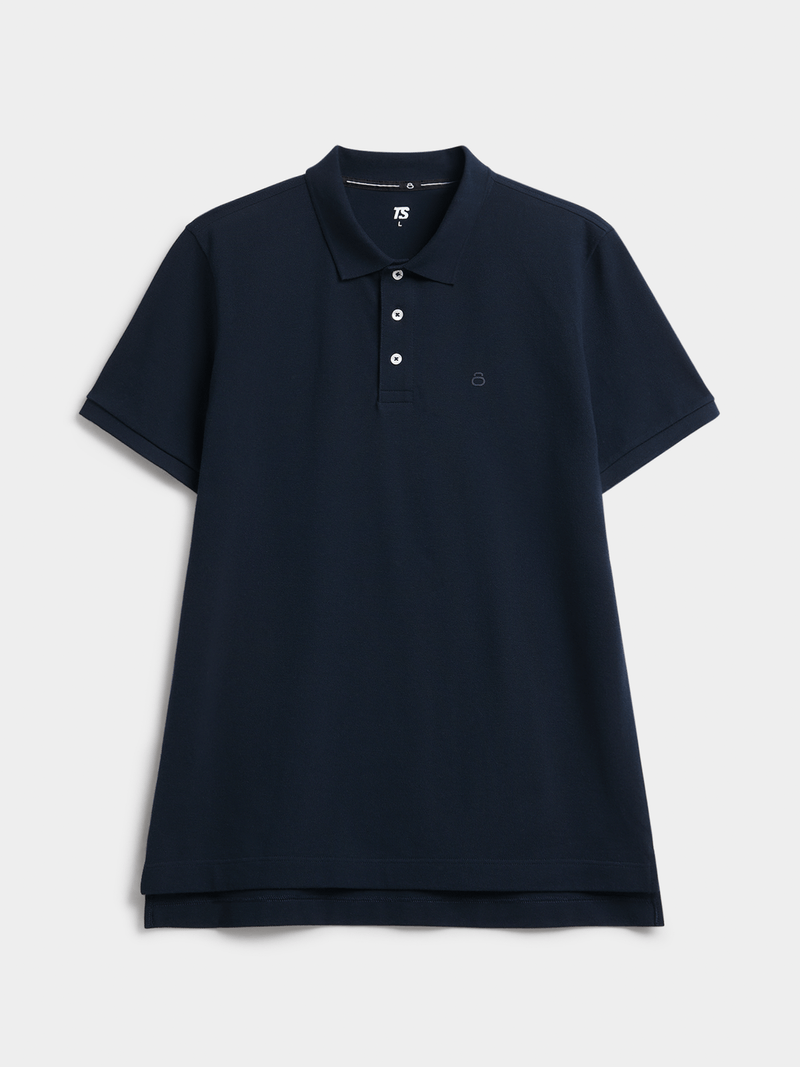 Men&#39;s Classic Navy Pique Cotton Golfer Polo Shirt - Regular Fit, Short Sleeve
