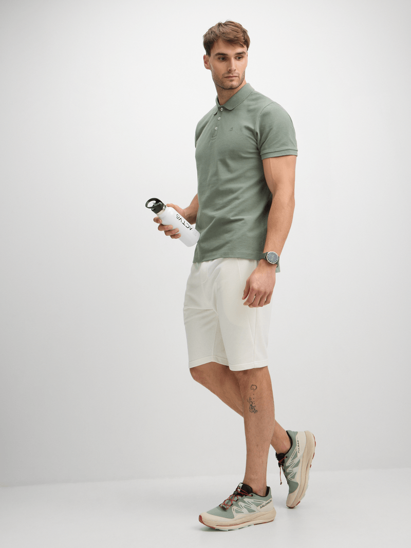 Men&#39;s Everyday Sage Pique Cotton Polo Shirt: Comfortable Regular Fit Golfer Top