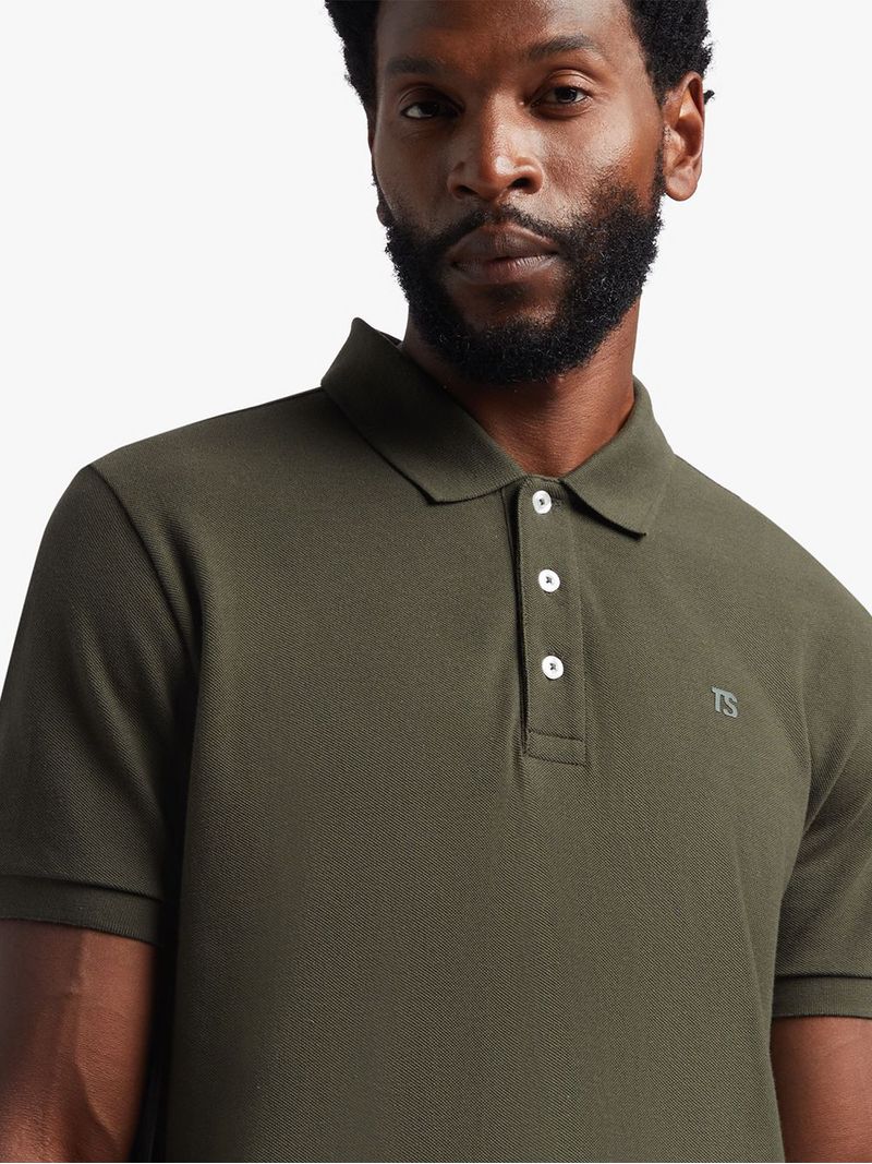 Men&#39;s TS Everyday Pique Olive Green Golfer Polo Shirt for Casual Wear
