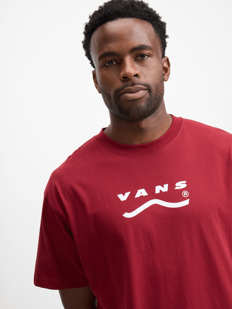 Vans Men&#39;s Classic Off The Wall Burgundy Cotton Short Sleeve Graphic Tee