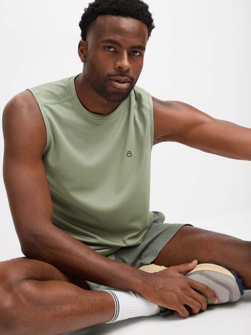 TS Men&#39;s Legacy Sage Muscle-Hugger Vest: Performance Stretch Tank Top for Workouts