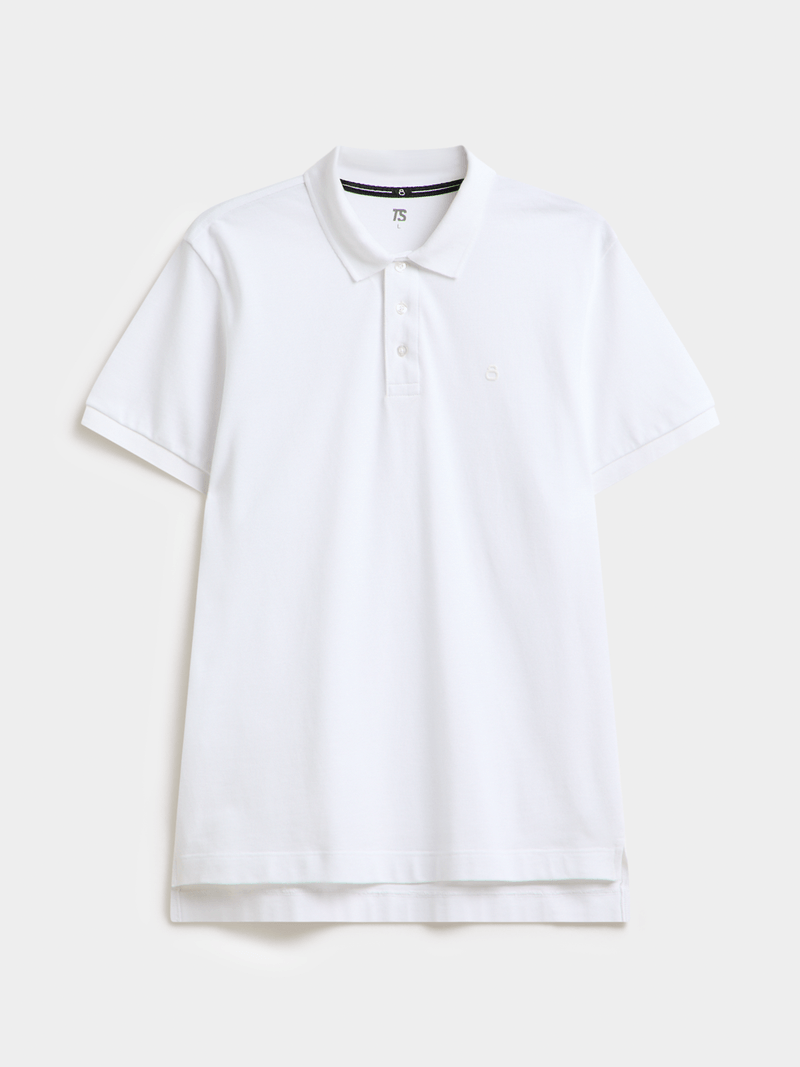 TS Men&#39;s Everyday Pique White Golfer Polo - Classic Sporty Comfort