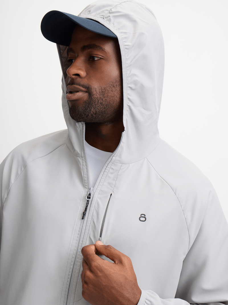 Men&#39;s Legacy Silver Grey Lightweight Quick-Dry Performance Running Jacket