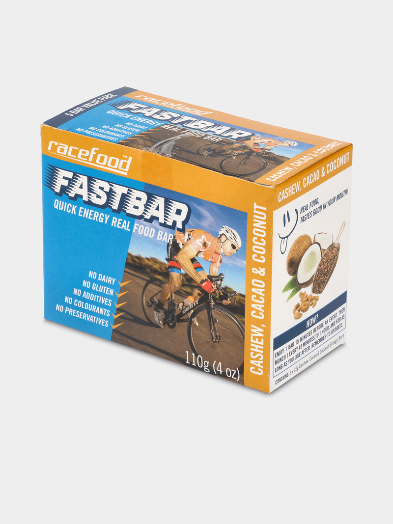 Racefood Fastbar 5-Pack: Quick Energy Cashew, Cacao &amp; Coconut Real Food Bars