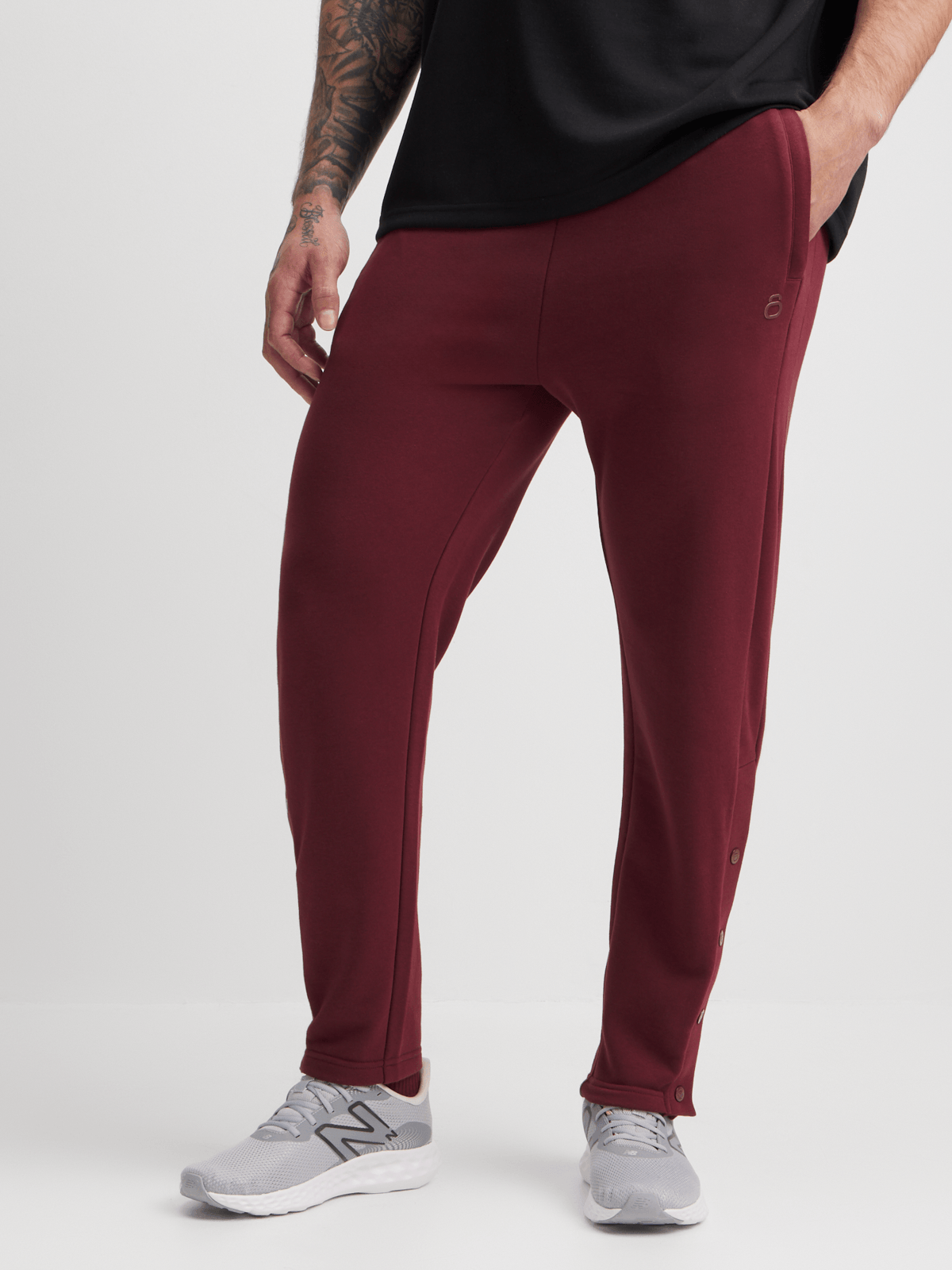 Men&#39;s Maroon Open Leg Piping Detail Fleece Joggers – Ultimate Comfort &amp; Style