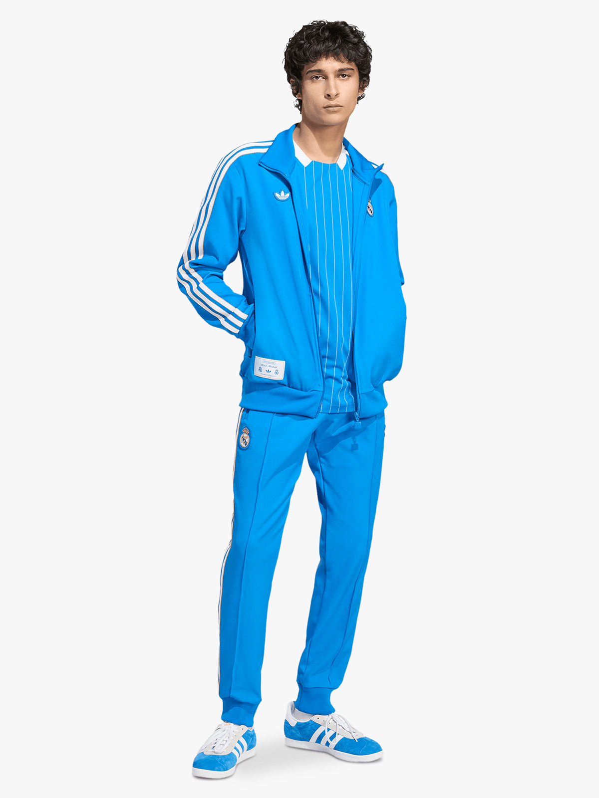 Adidas Men's Real Madrid Terrace Icons Blue Full-Zip Track Top Jacket