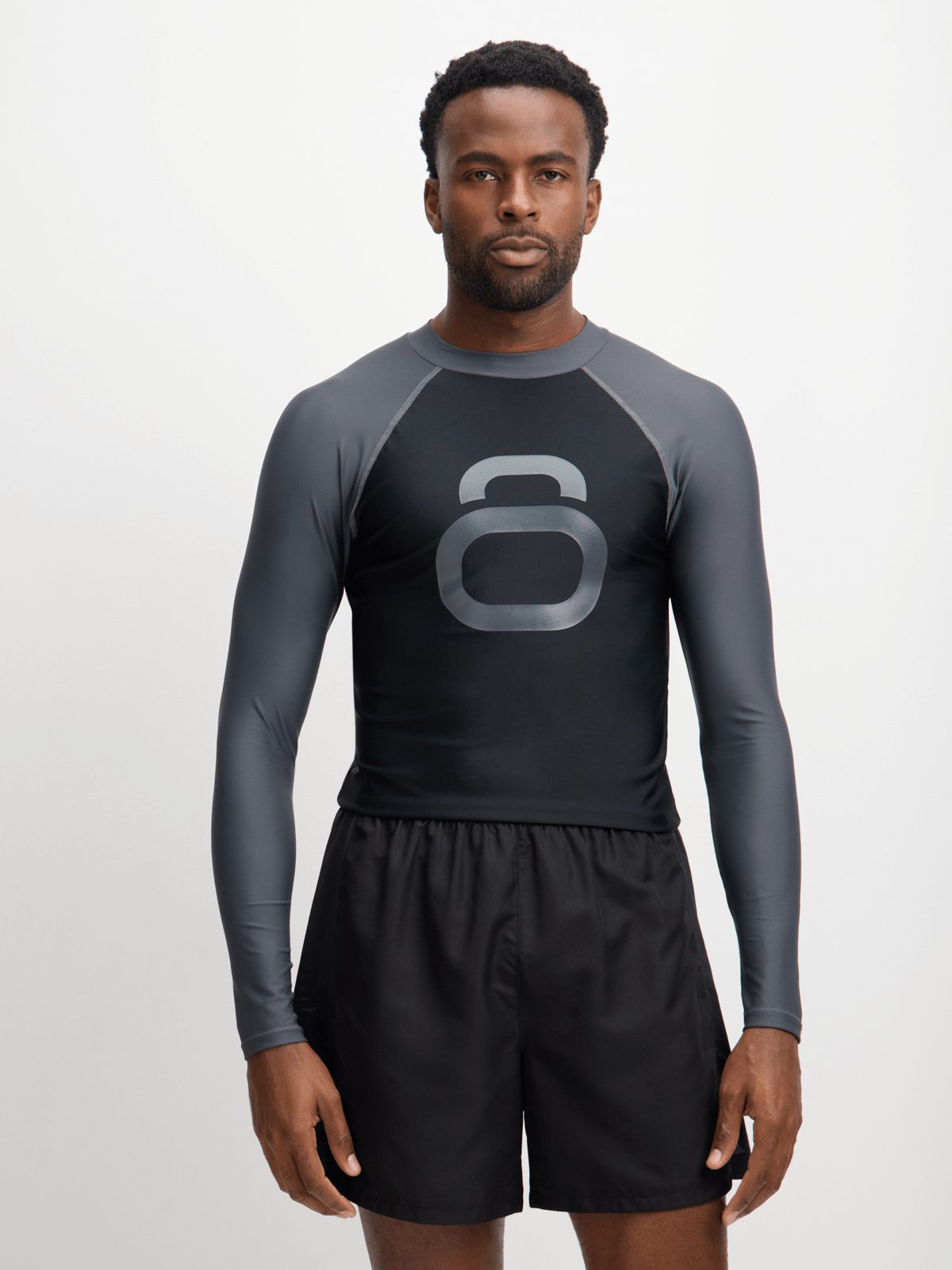 TS KB Men&#39;s Long Sleeve Grey Black Rash Vest: UV Sun Protection Swim Shirt for Water Sports