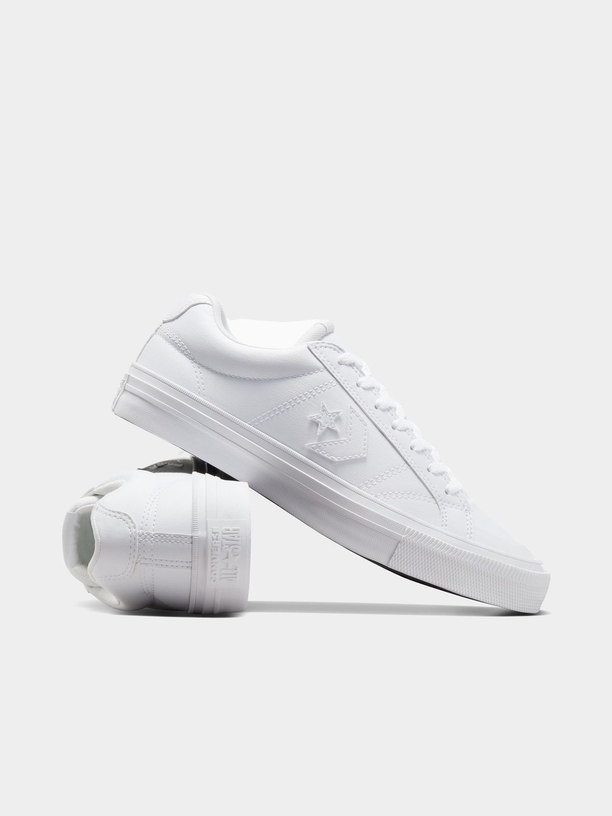 Converse Men's White Faux Leather Low-Top Sneakers for Everyday Comfort Style