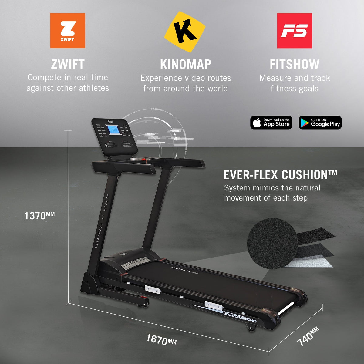 EVERLAST ECHO TREADMILL with Bluetooth &amp; Fitness Apps