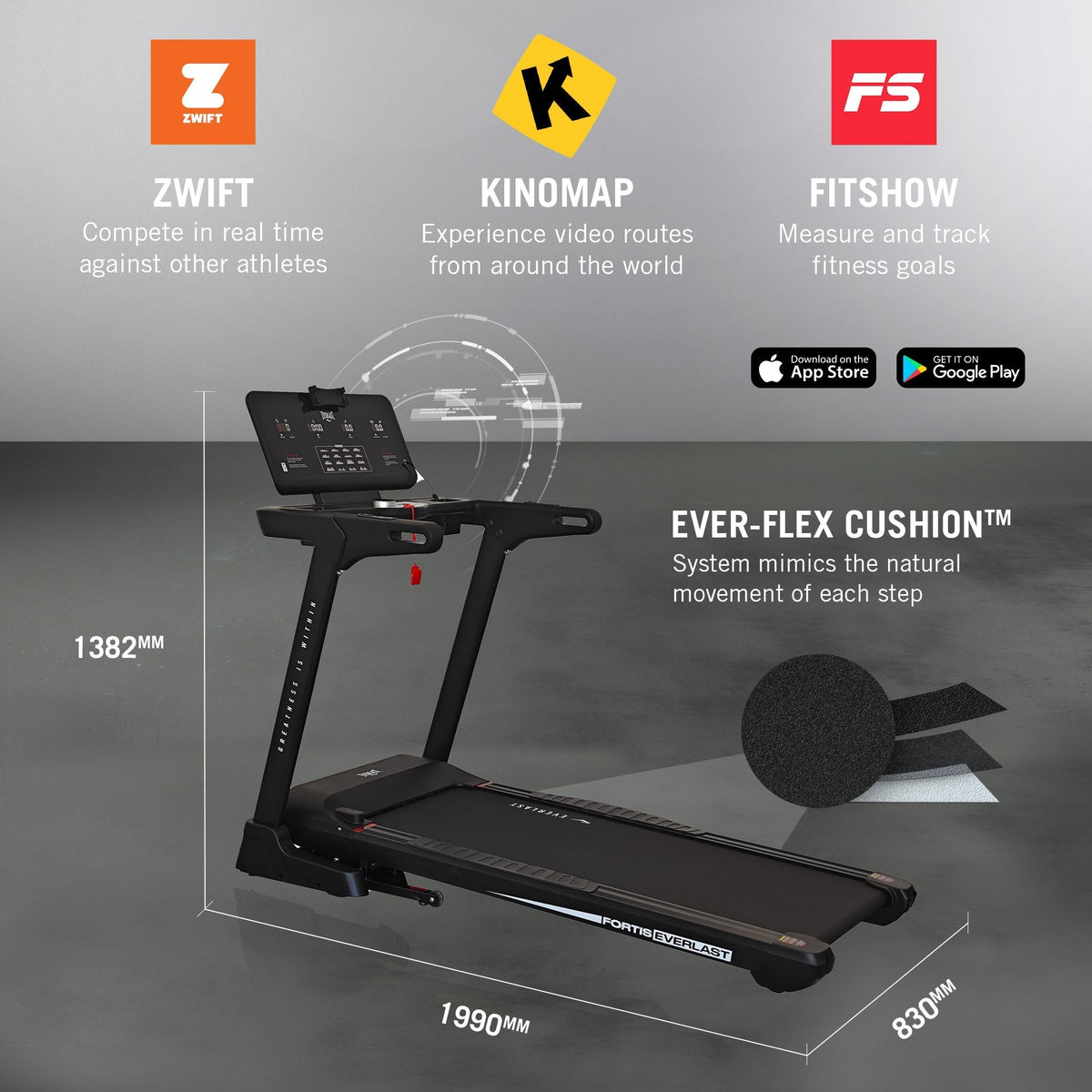 EVERLAST FORTIS TREADMILL with Bluetooth &amp; Fitness Apps