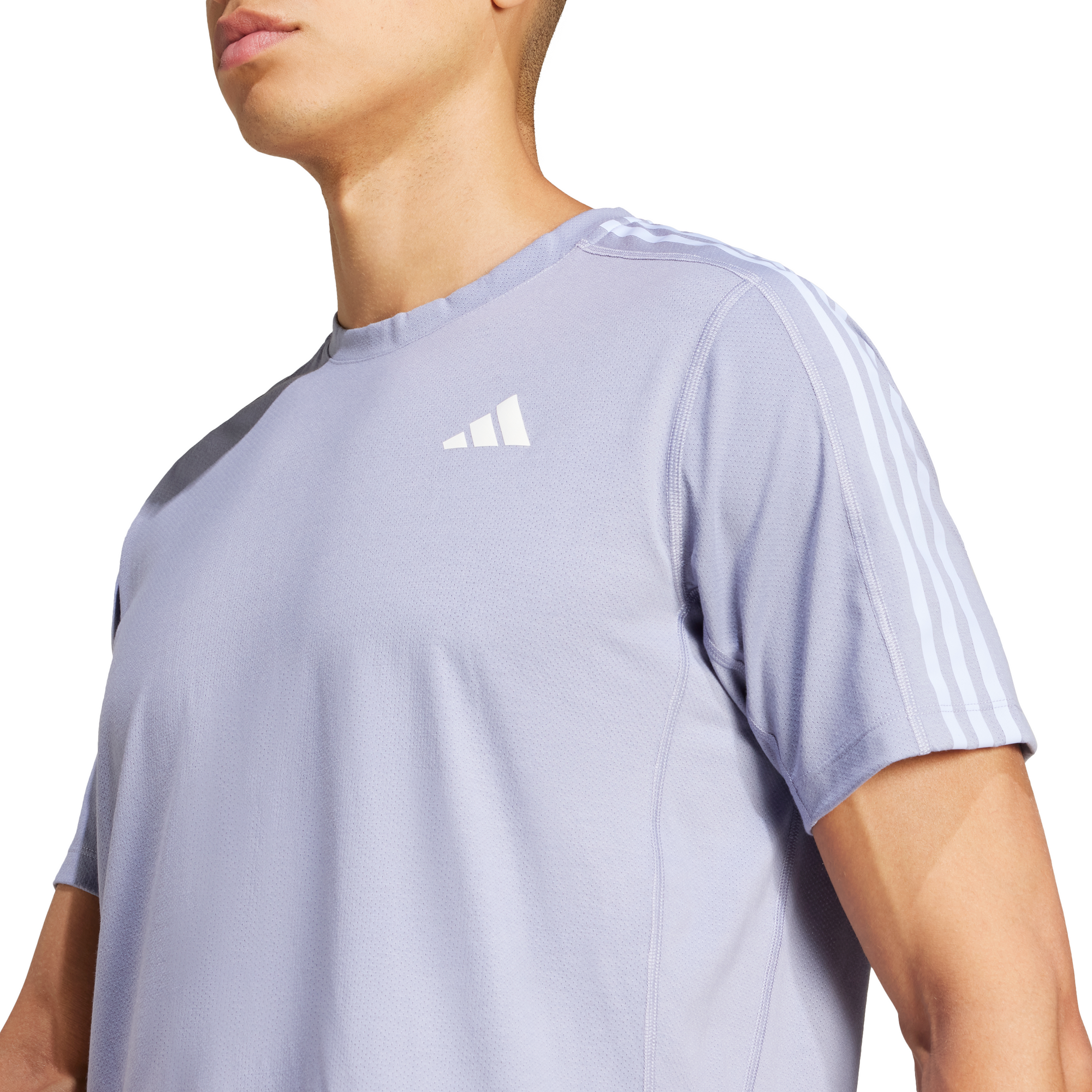 Adidas Own the Run 3-Stripes Tee Silver Violet