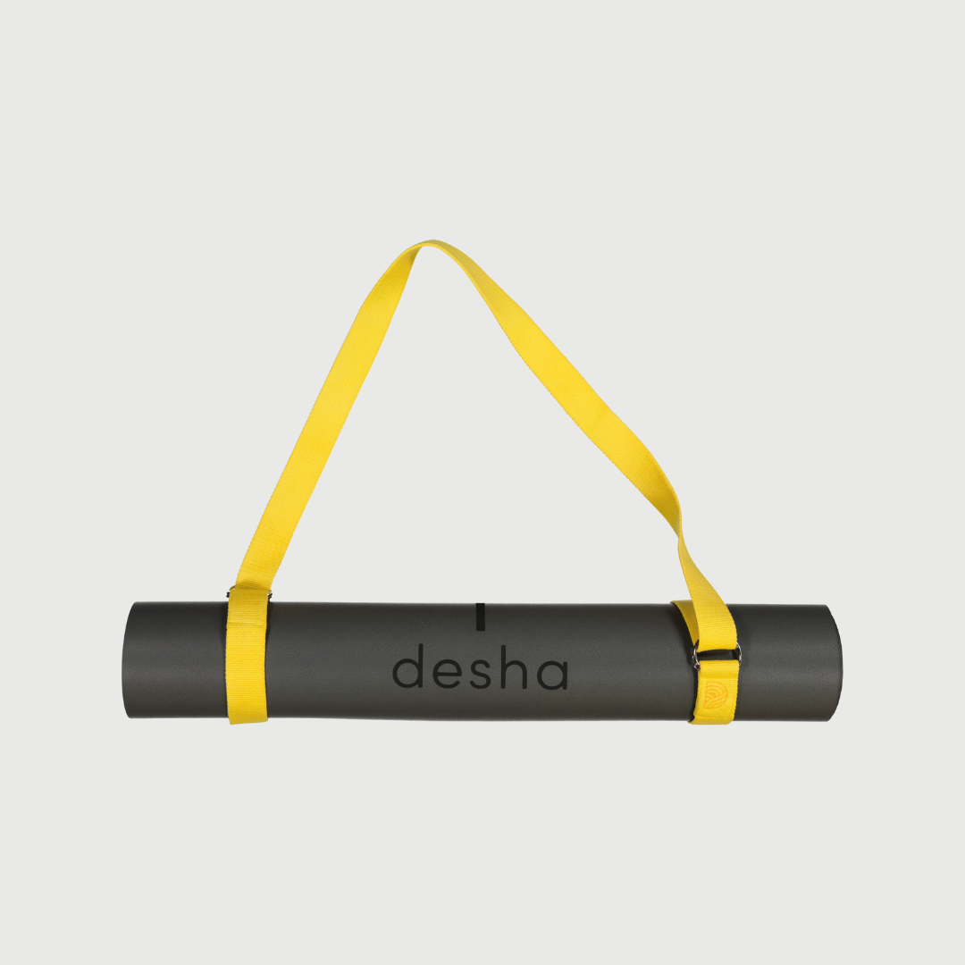 Versatile Sunshine Yellow Yoga Strap & Mat Carrier: Adjustable, Durable Cotton Webbing