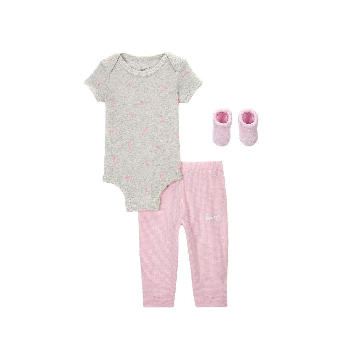 Nike NHN 3 Piece Bodysuit &amp; Waffle Pant - Pink Foam