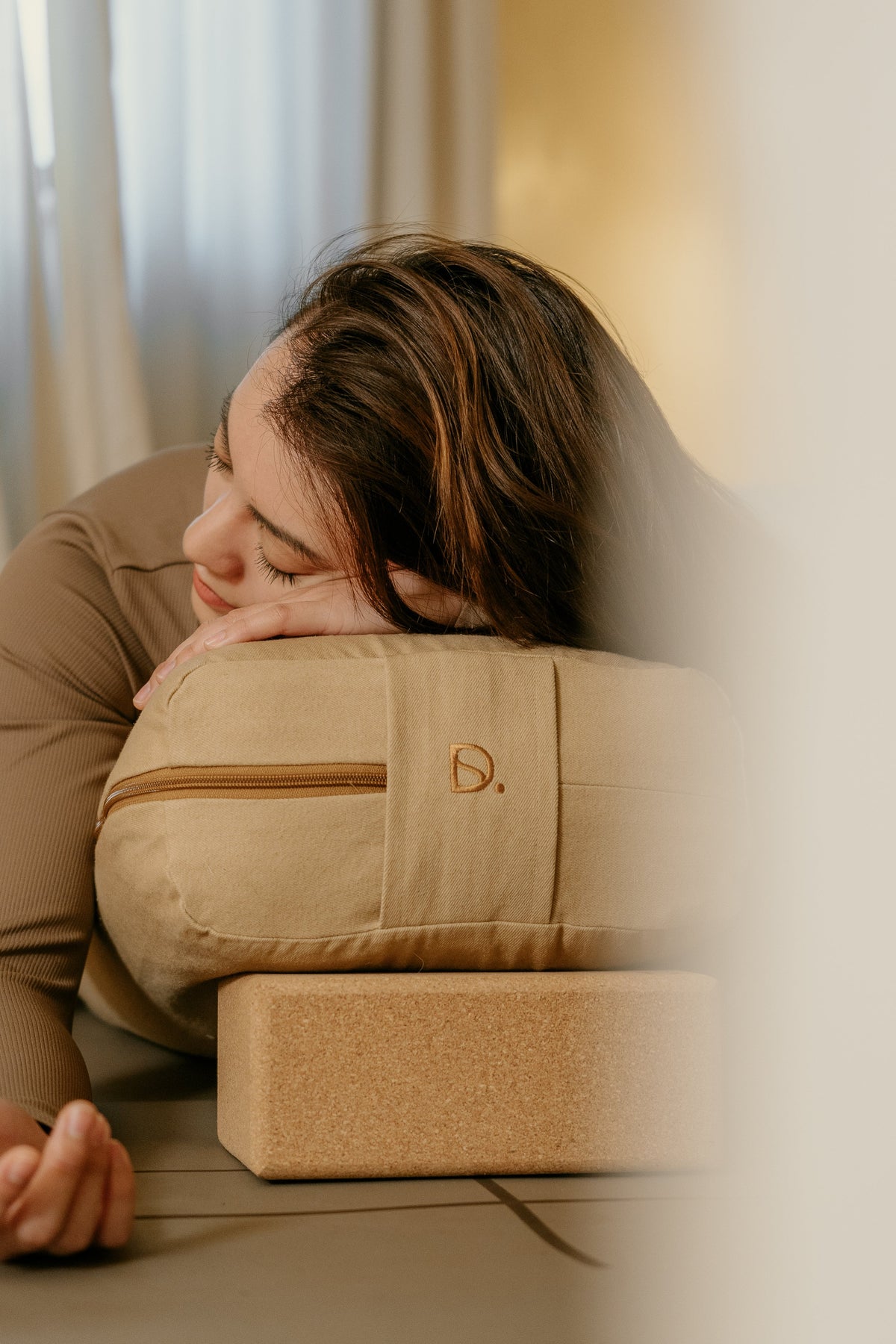 Premium Olive Rectangle Yoga Bolster for Deep Spinal Support &amp; Restorative Poses