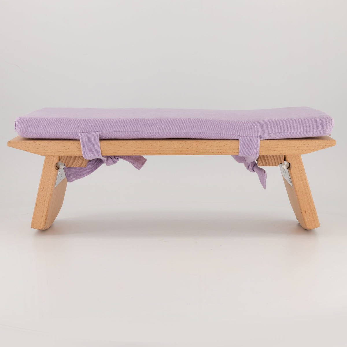 Ergonomic Lilac Birch Wood Meditation Bench: Spine Support &amp; Comfort Cushion