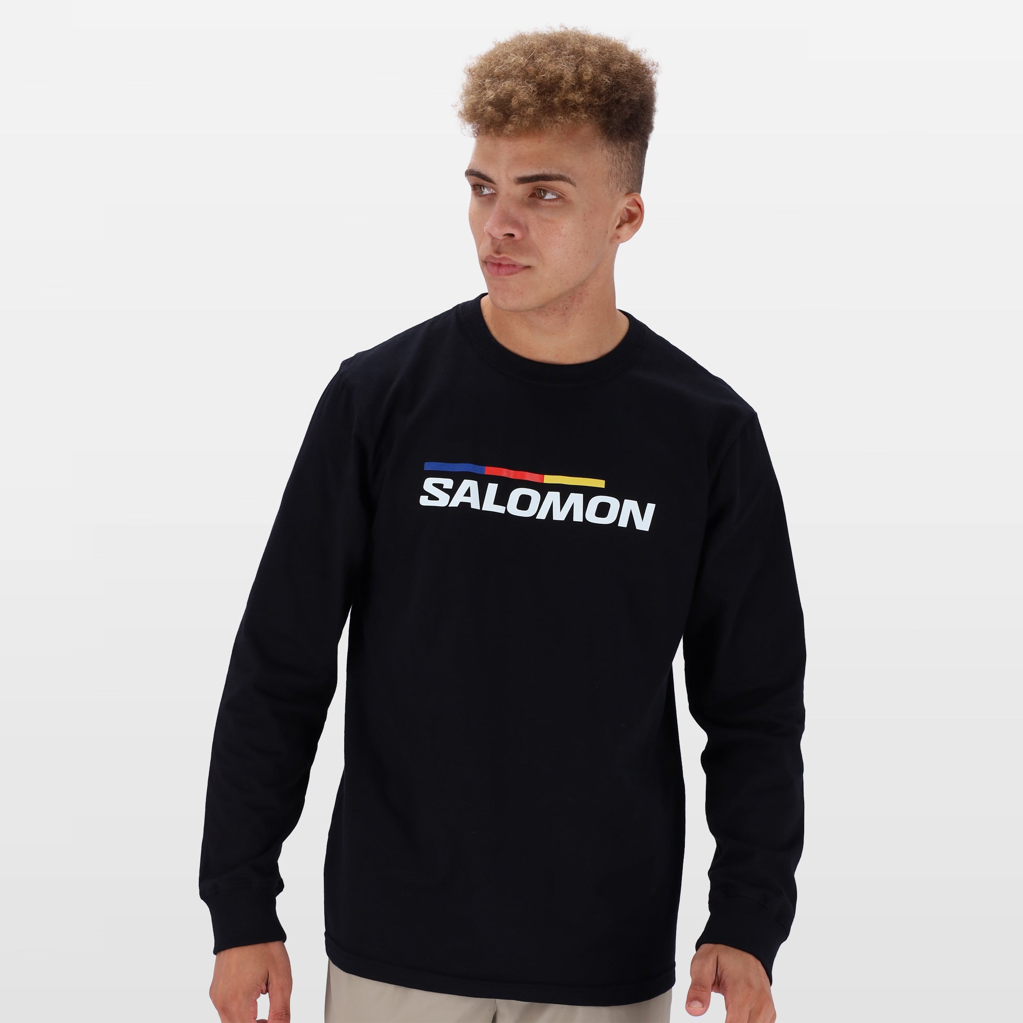 Salomon Men's Long Sleeve Racer T-Shirt: Performance Cotton, Front Logo Graphic