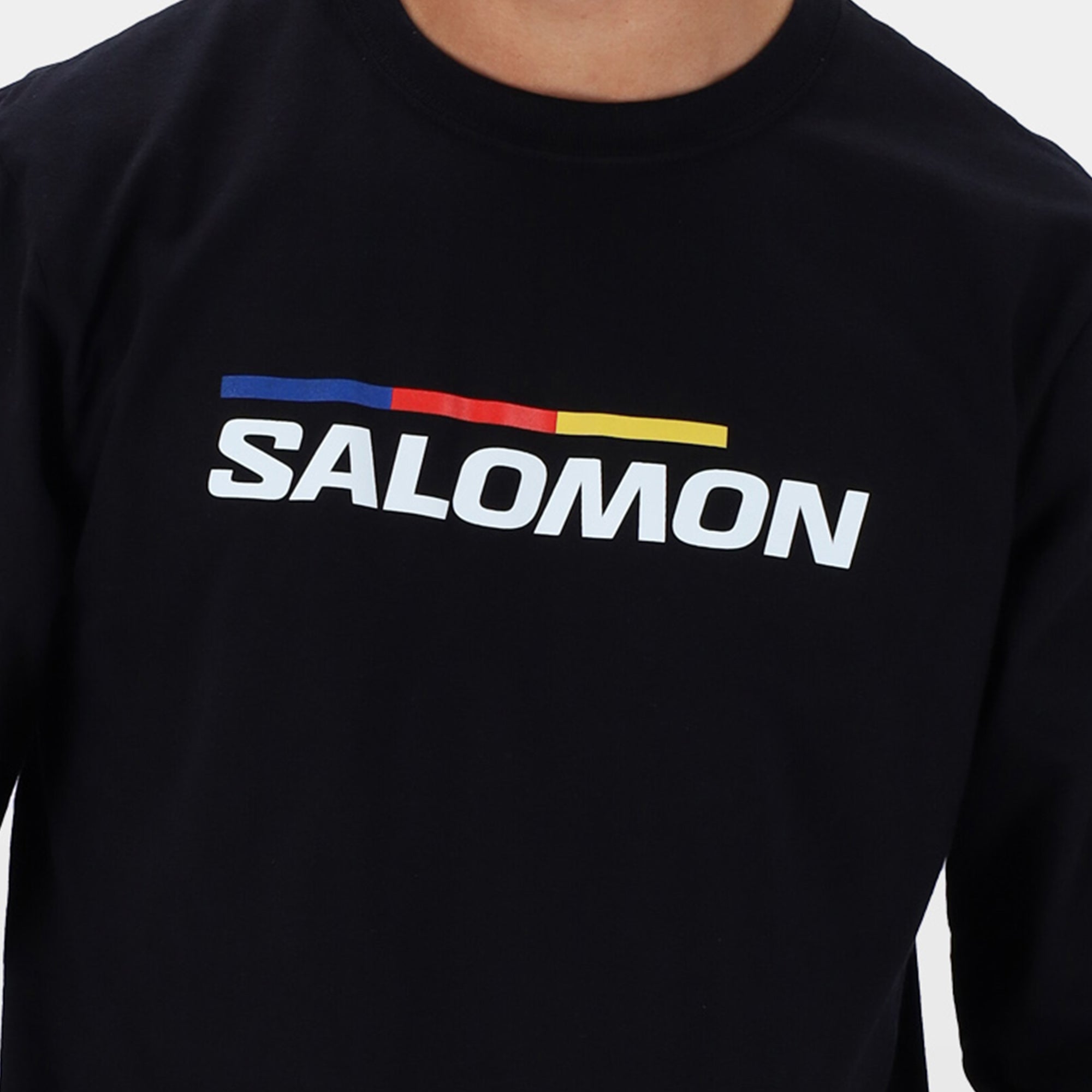 Salomon Men's Long Sleeve Racer T-Shirt: Performance Cotton, Front Logo Graphic