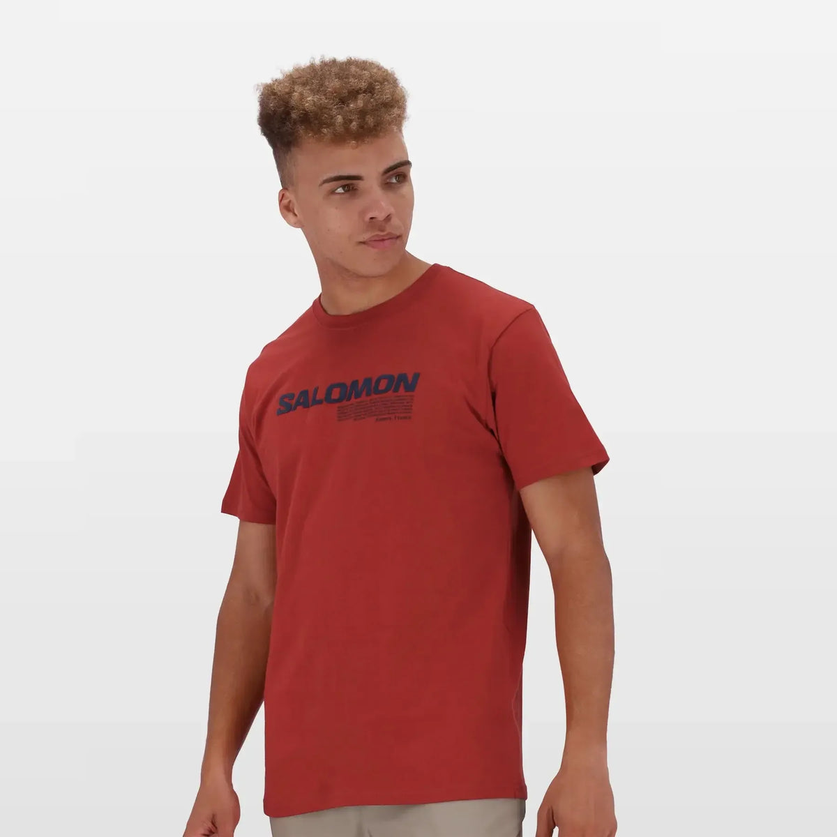 Salomon Men&#39;s Snowdown Cotton Regular Fit Logo Graphic T-Shirt Rust