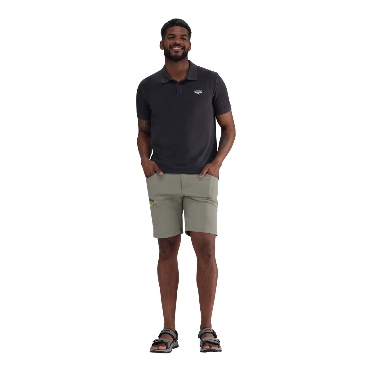 Hi-Tec Venture Men&#39;s Performance Shorts: 4-Way Stretch, UV50, Quick-Dry, Zipped Pockets