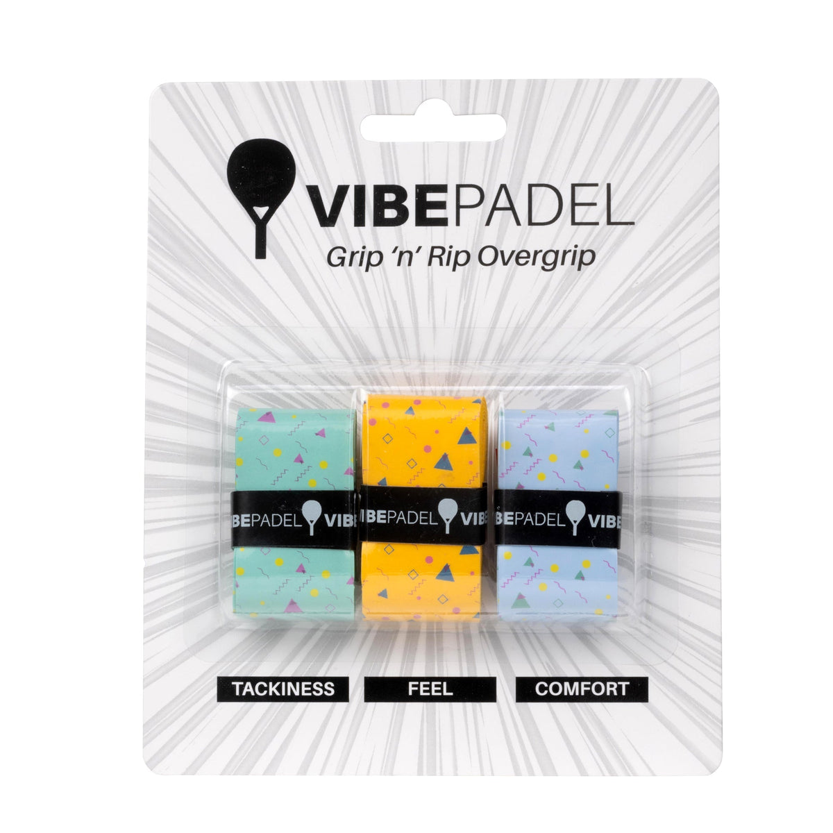 Vibe Padel Grip &#39;n&#39; Rip Overgrips - Mixed Retro