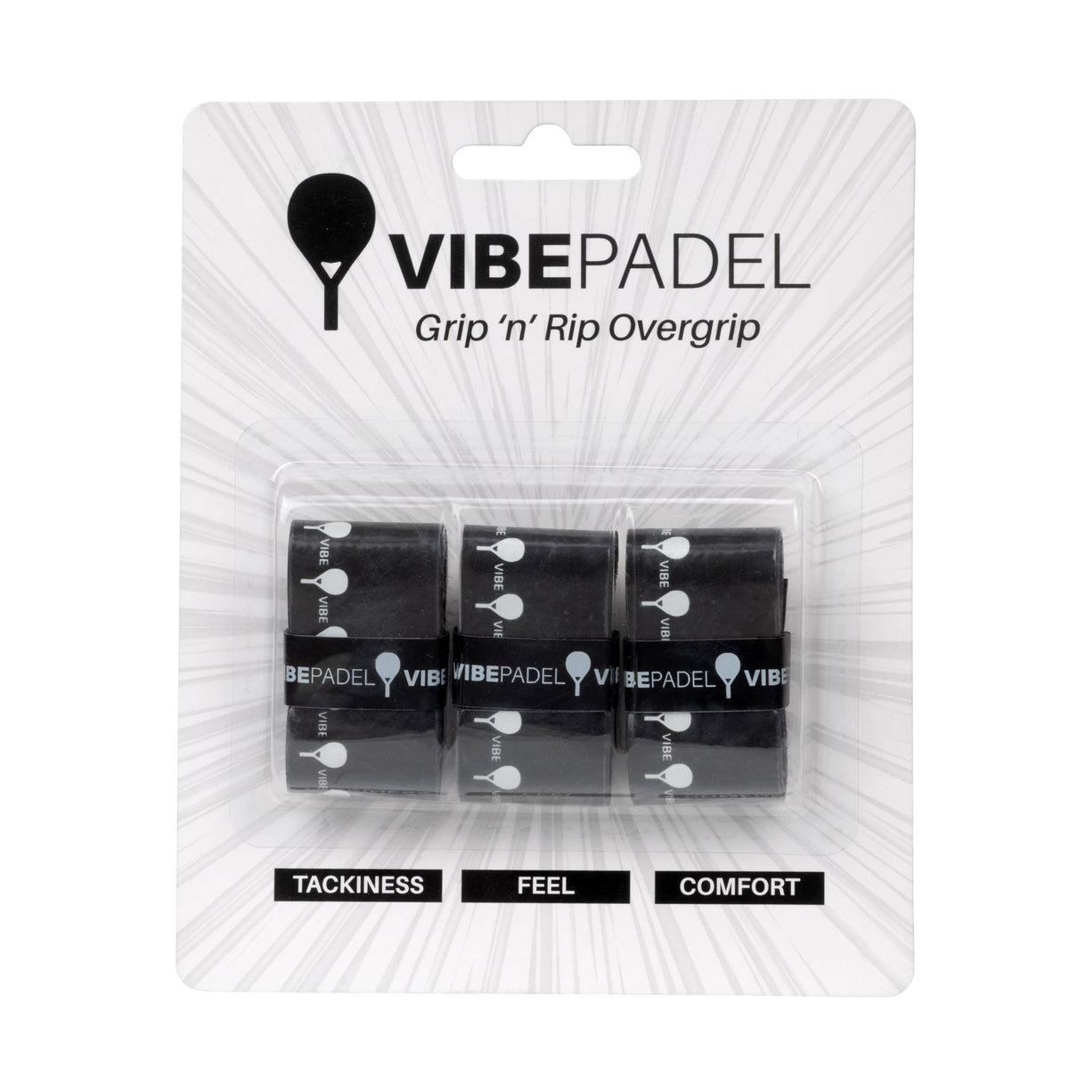 Vibe Padel Grip &#39;n&#39; Rip Overgrips - Black &amp; White Vibes