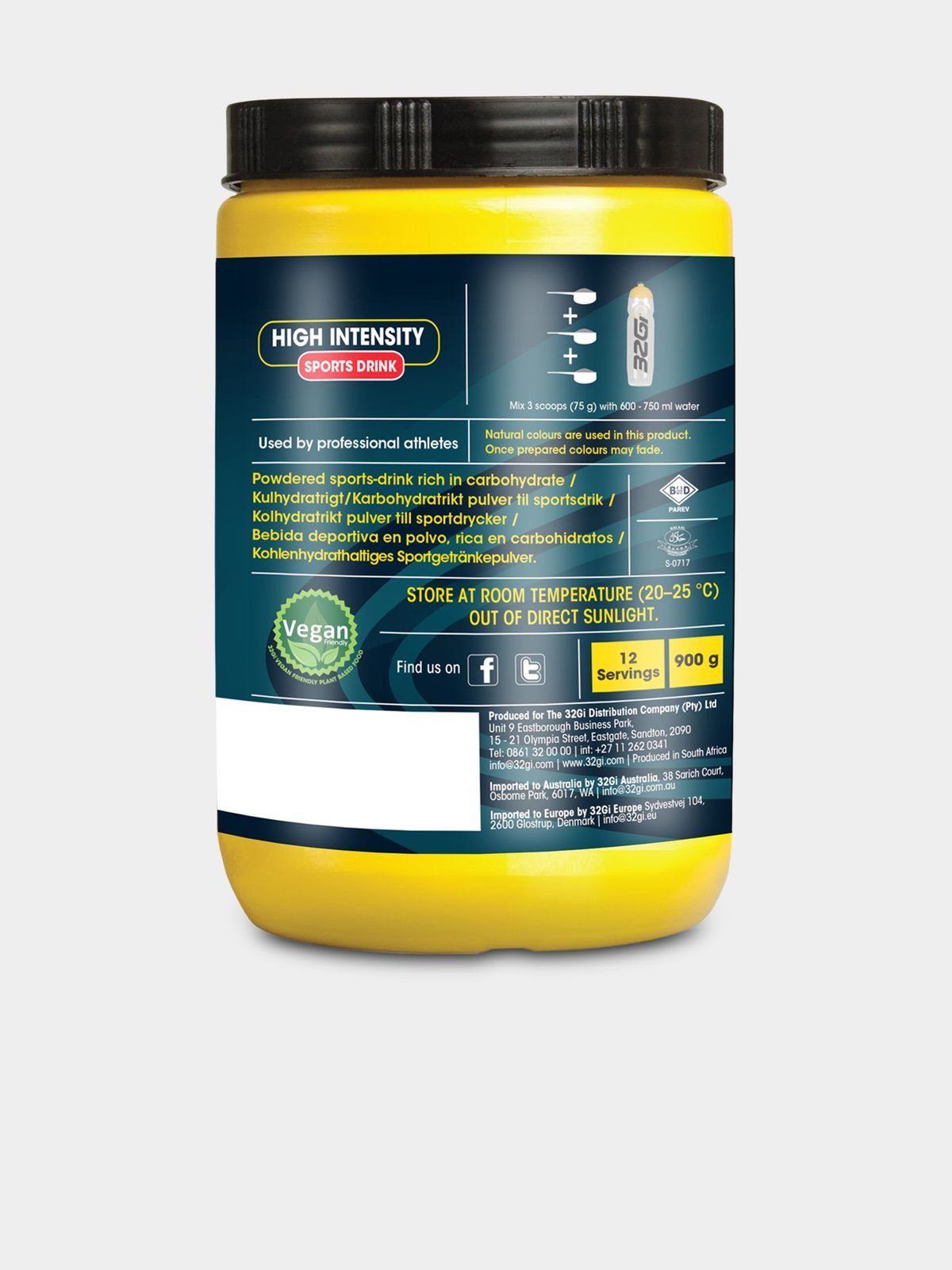 32Gi Raspberry Race Drink 900g High-Intensity Endurance Fuel Powder Vegan