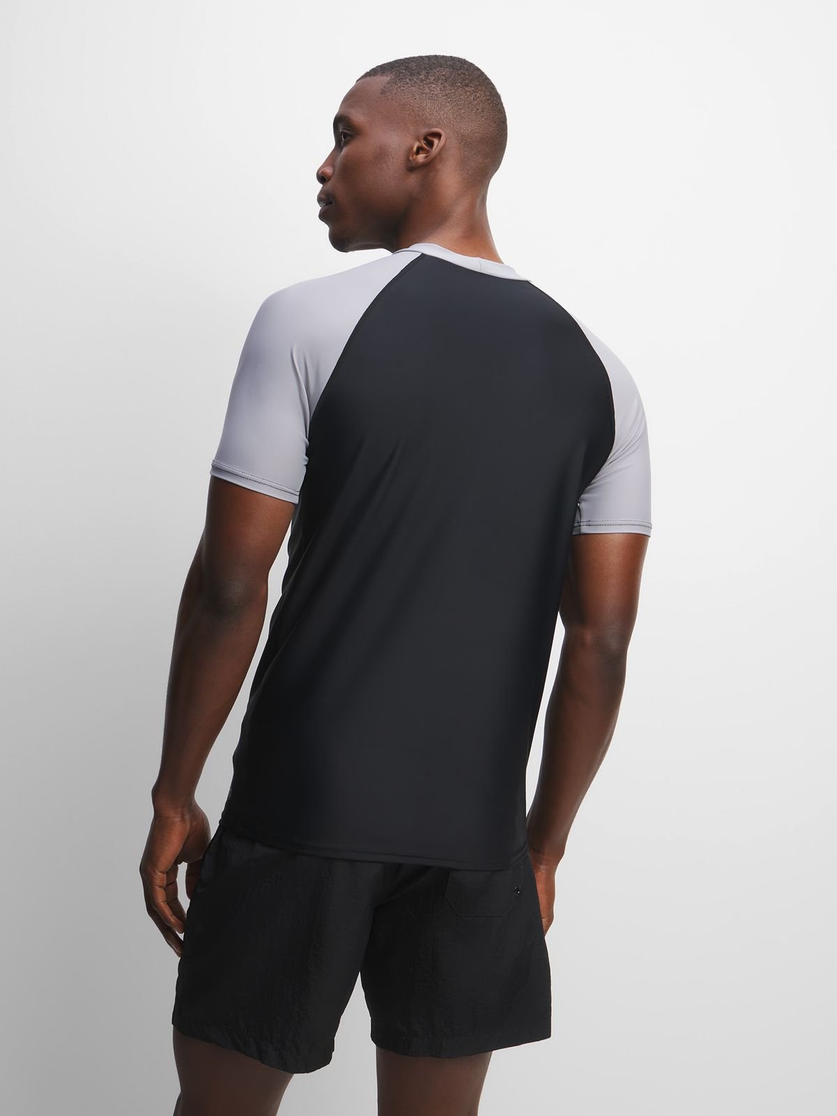 Men&#39;s TS Dual-Tone Grey/Black Short Sleeve Rash Vest Sun Protection