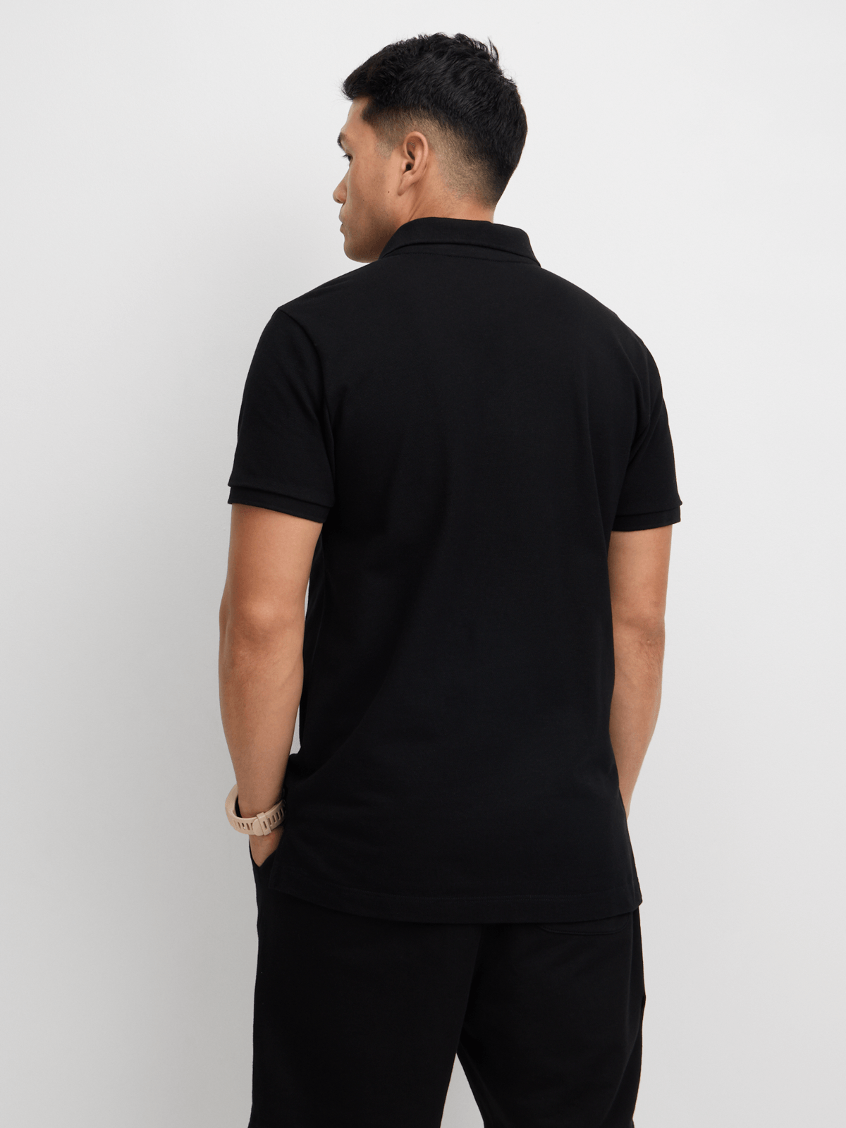 TS Men&#39;s Everyday Pique Black Golfer Shirt - Comfortable Cotton Regular Fit