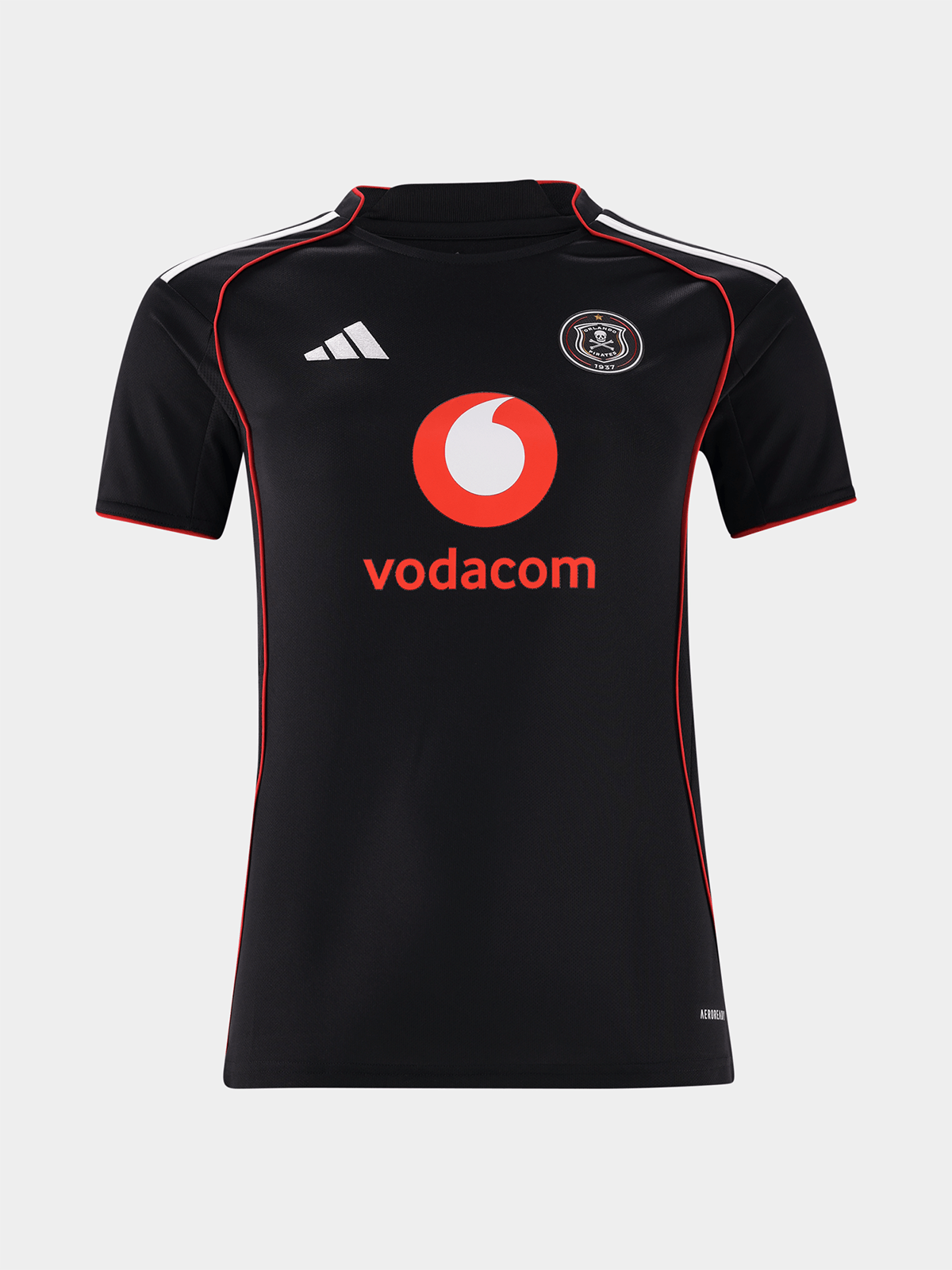 Adidas Youth Orlando Pirates 25/26 Home Stadium Jersey - Black/Red Football Shirt