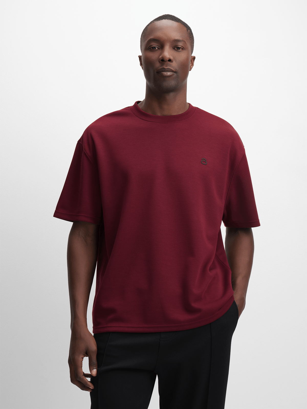TS Men&#39;s Tonal Maroon Interlock Performance Tee - Soft, Durable, &amp; Stylish