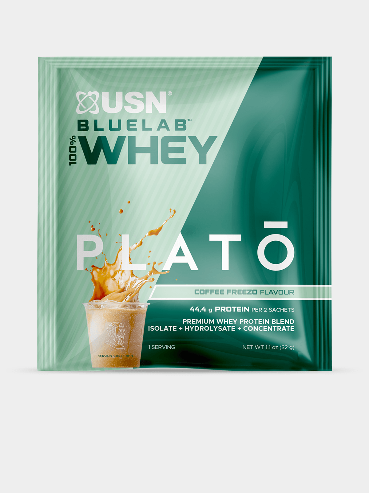 USN Plato 100% Whey Protein Sachet - Coffee Freezo Flavor for Muscle Support