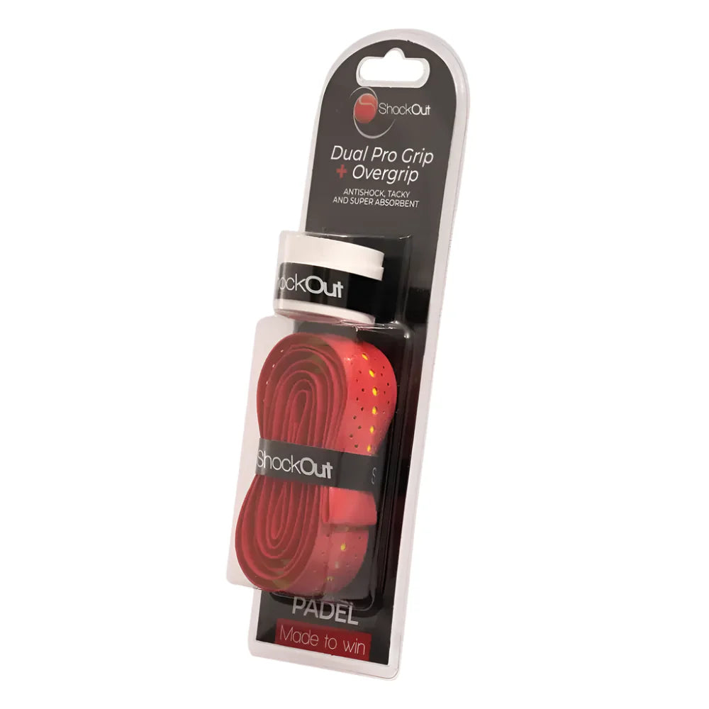 ShockOut Dual Pro Padel Racket Grip Set - Red - Left