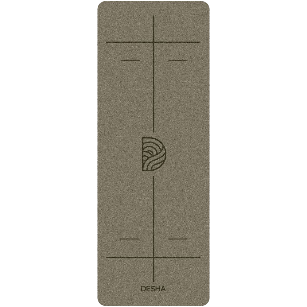 Desha Eco-Friendly Mushroom Yoga Mat, Natural Rubber, High-Grip, Alignment Guide