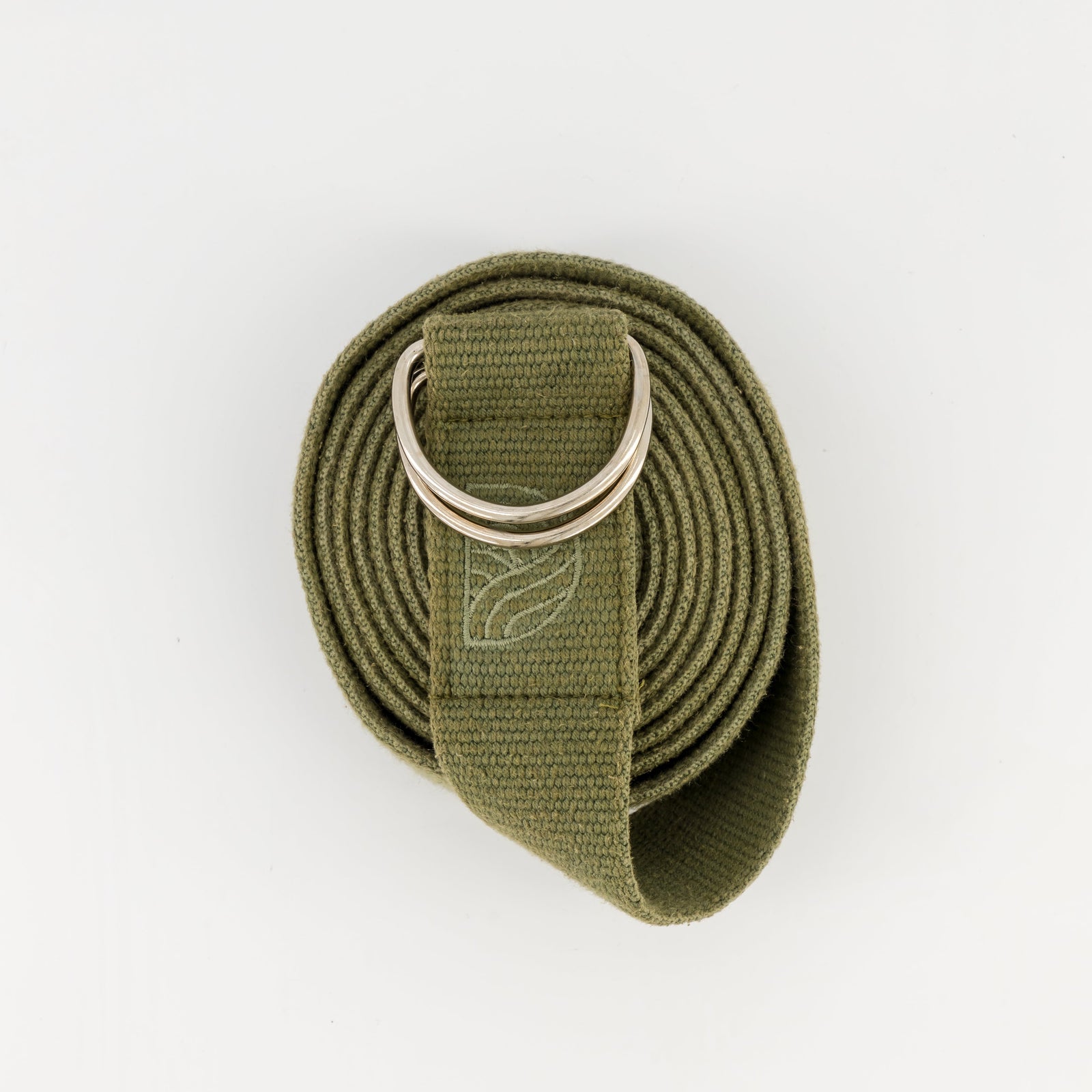 Durable 100% Cotton Webbing Yoga Strap - Olive Green - Adjustable Length