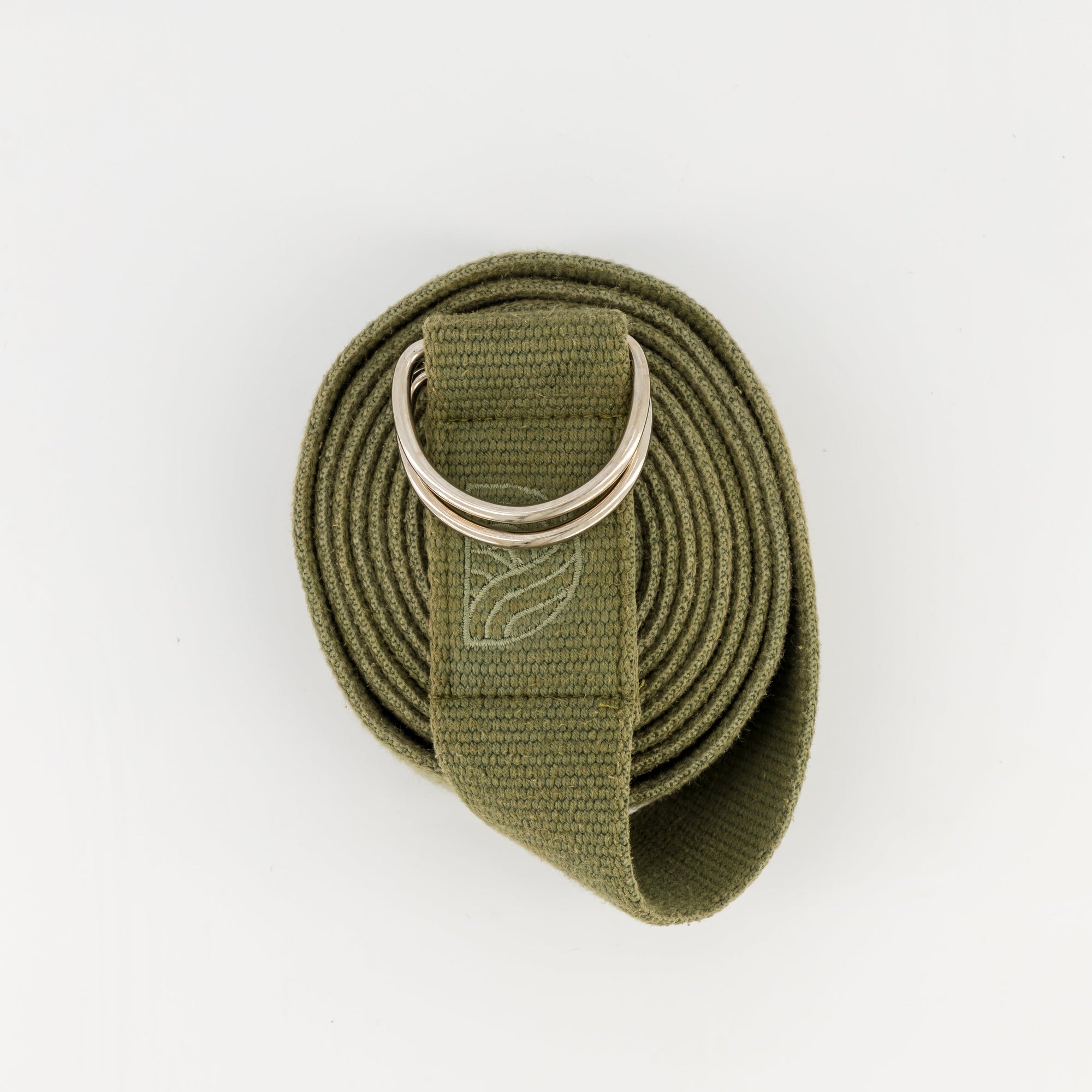 Durable 100% Cotton Webbing Yoga Strap - Olive Green - Adjustable Length